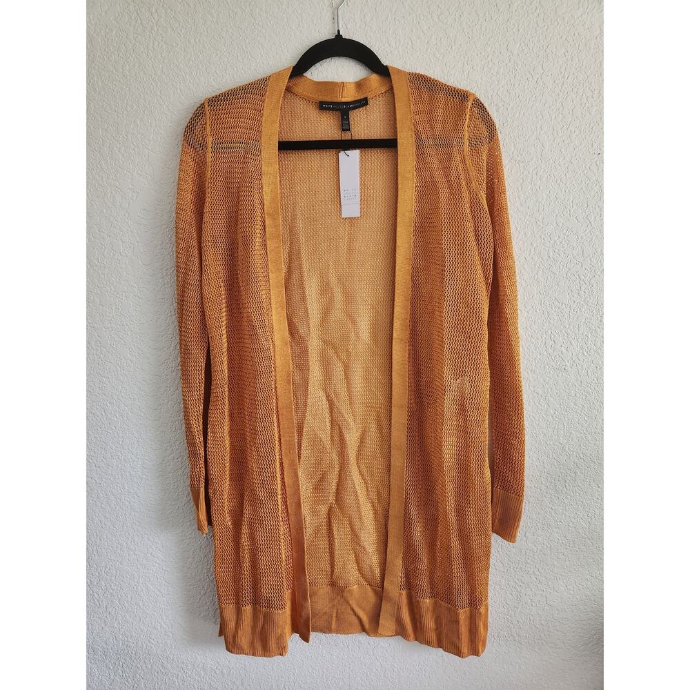 NWT White House Black Market Women's Gold Metallic Sheer Cardigan- S